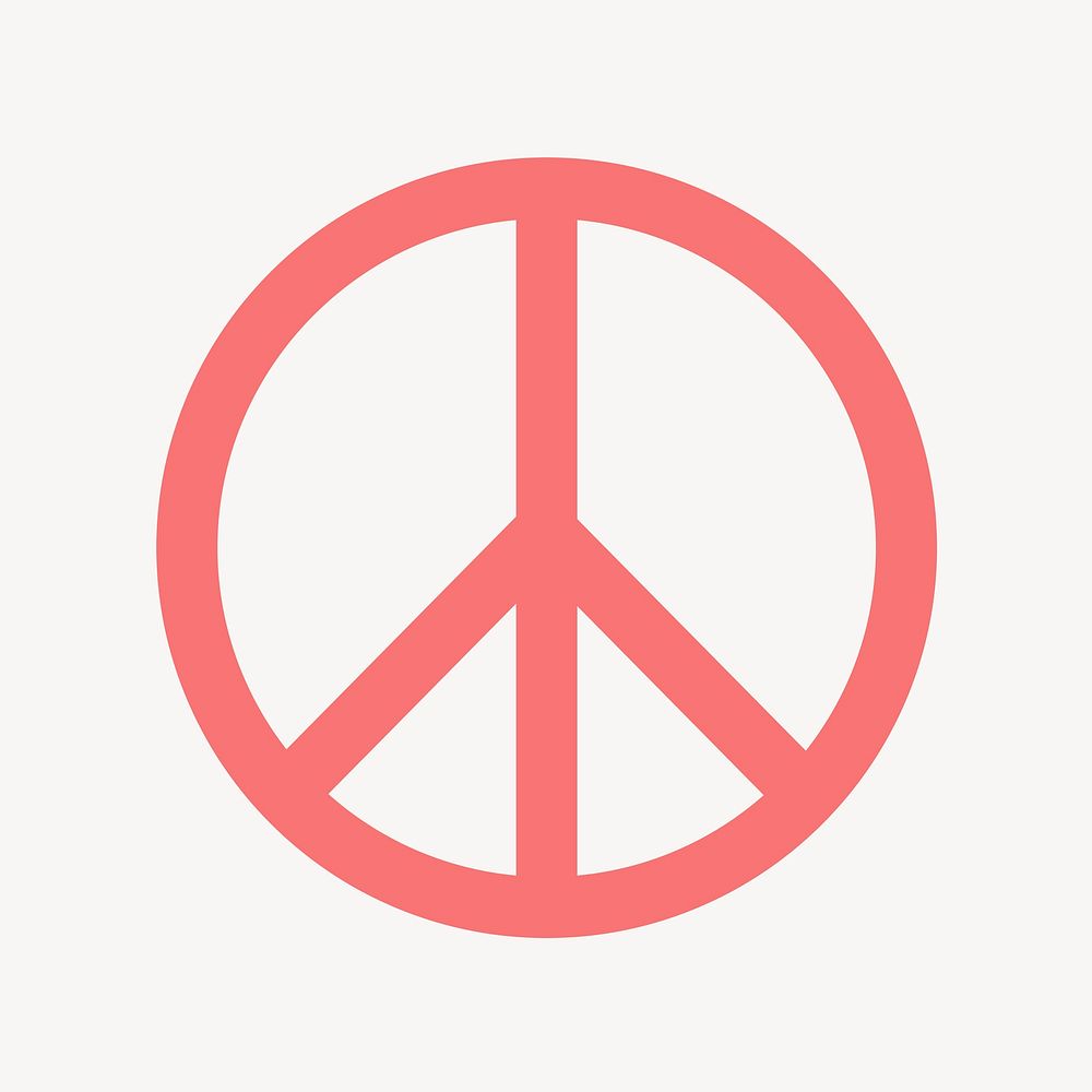 Peace symbol icon, pink flat design  psd