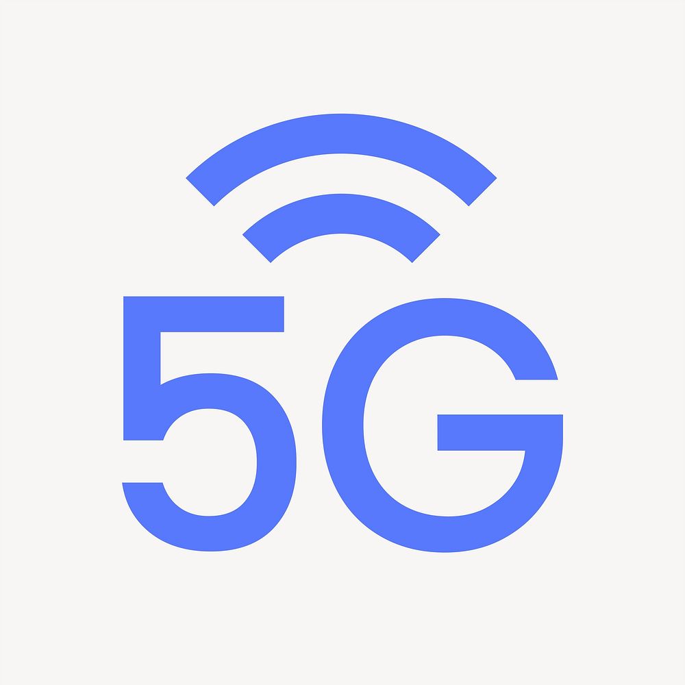 5G network icon, blue flat design vector