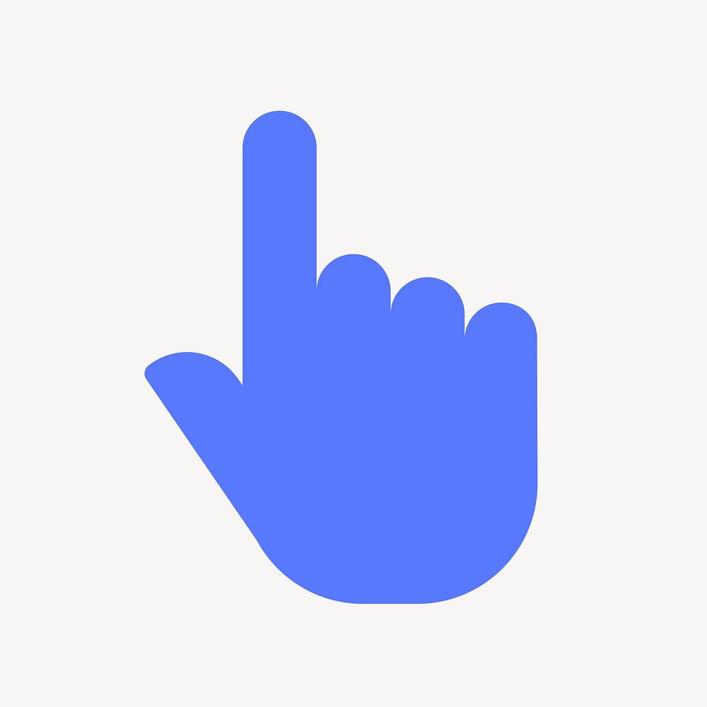 Pointing hand icon, blue flat design vector