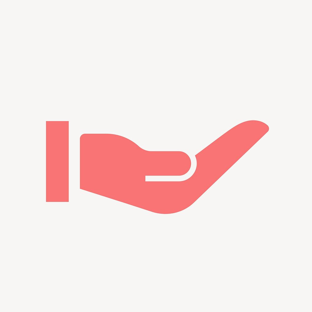 Cupping hand icon, pink flat design  psd