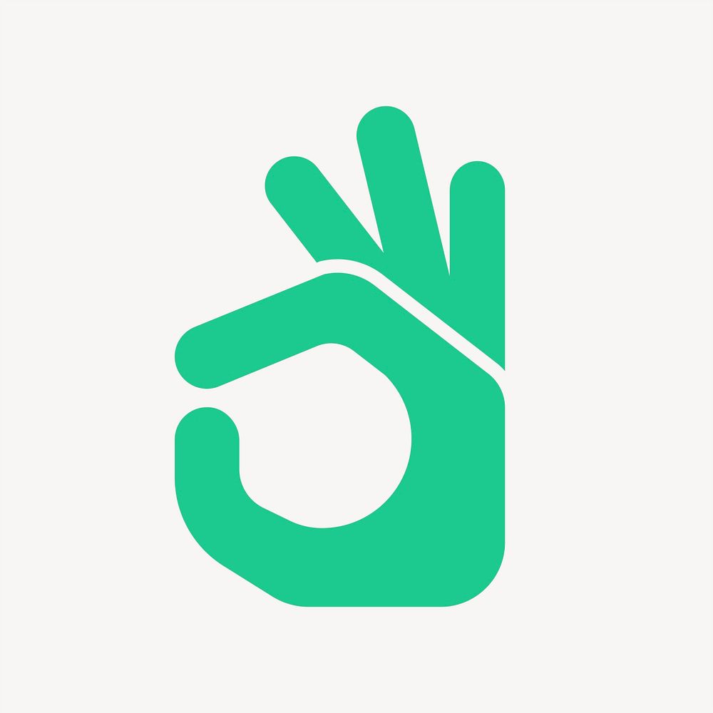 Okay hand icon, green flat design vector