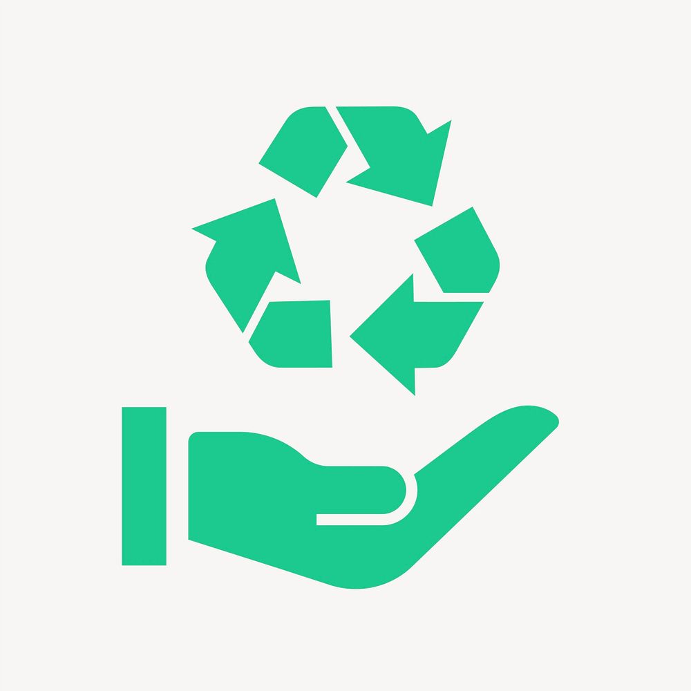 Recycle hand icon, green flat design