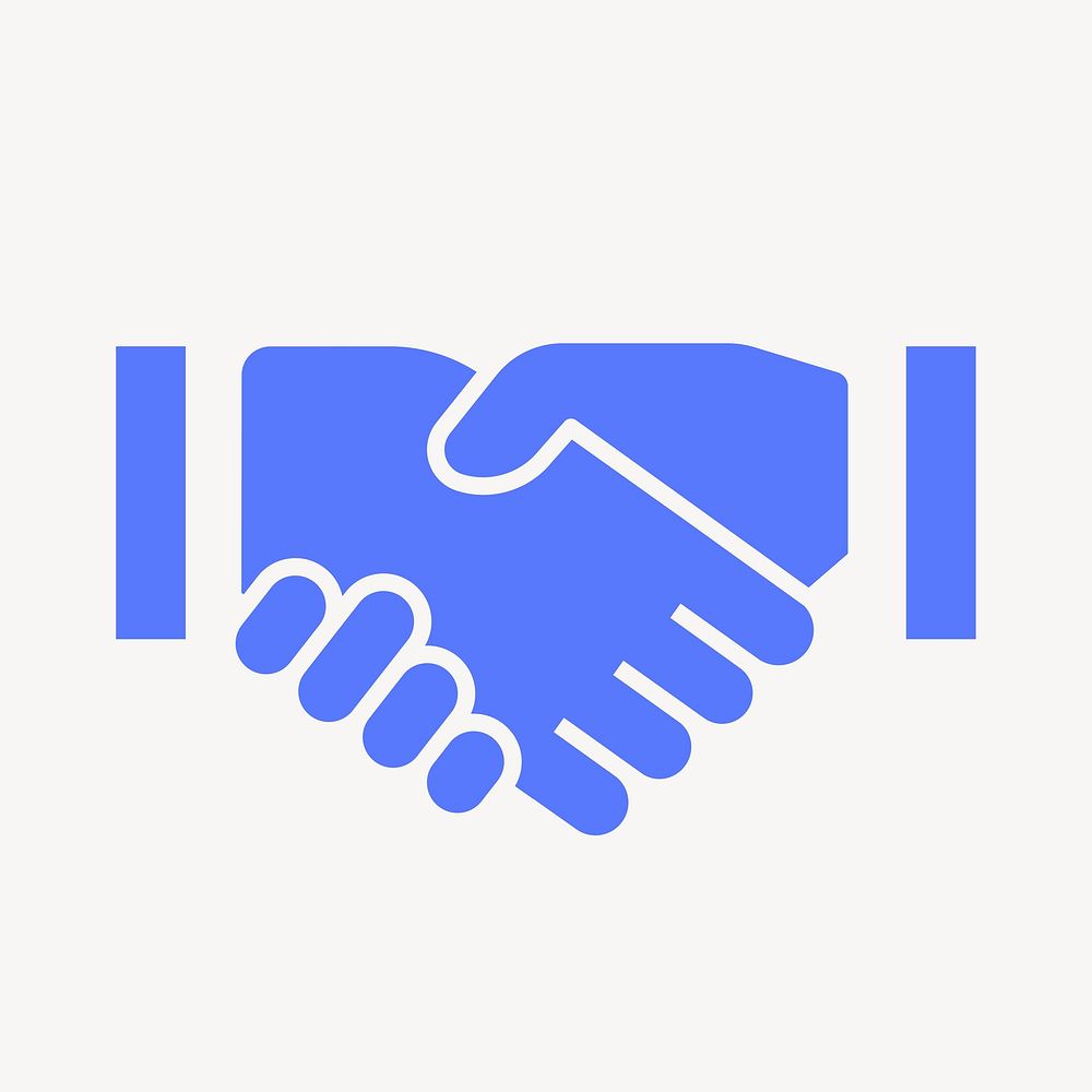 Business handshake icon, blue flat design vector