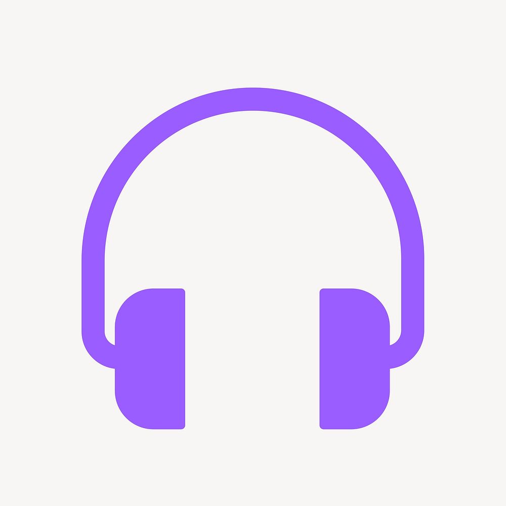 Headphones, music icon, purple flat design