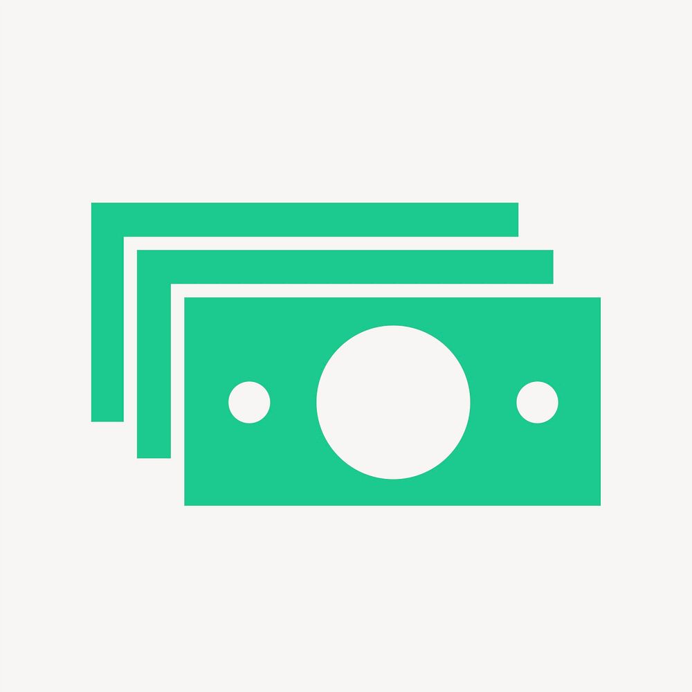 Dollar bills icon, green flat design vector