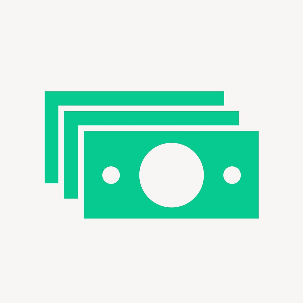 Dollar bills icon, green flat design  psd