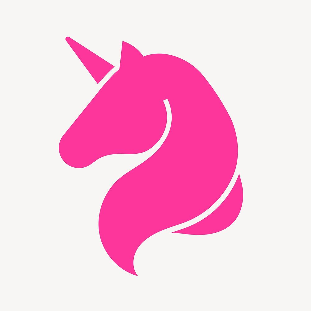 Unicorn icon, pink flat design