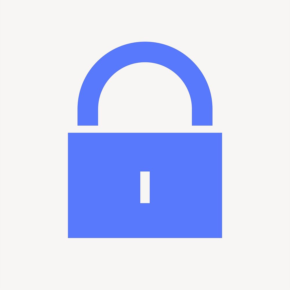 Lock, privacy icon, blue flat design vector