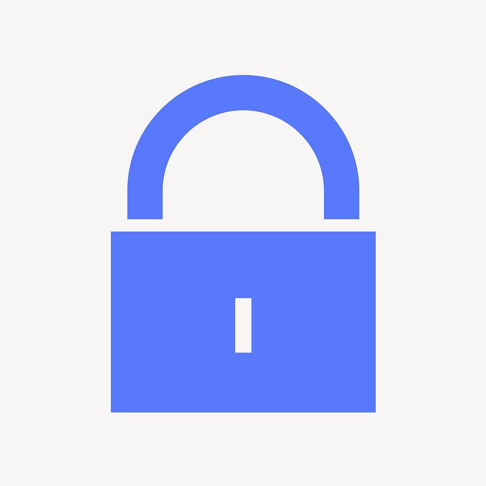 Lock, privacy icon, blue flat design  psd