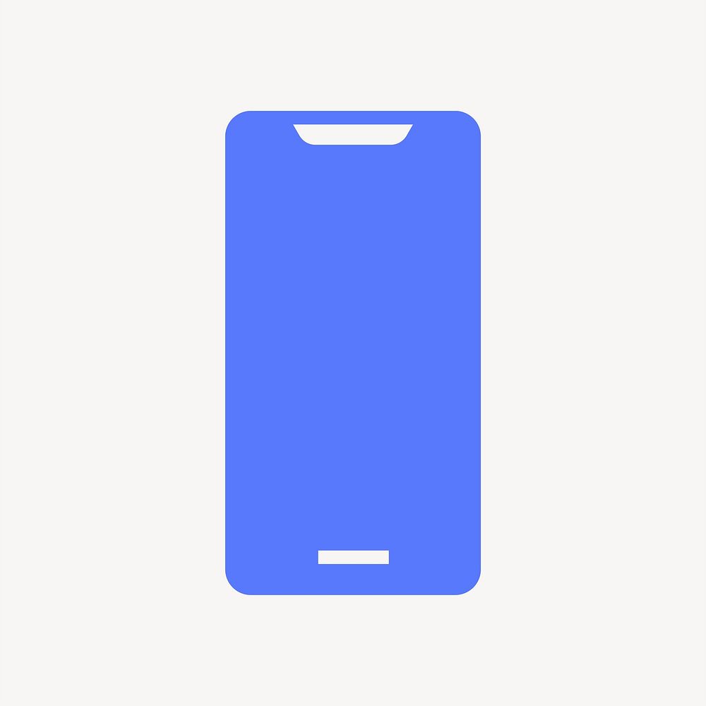 Mobile phone icon, blue flat design