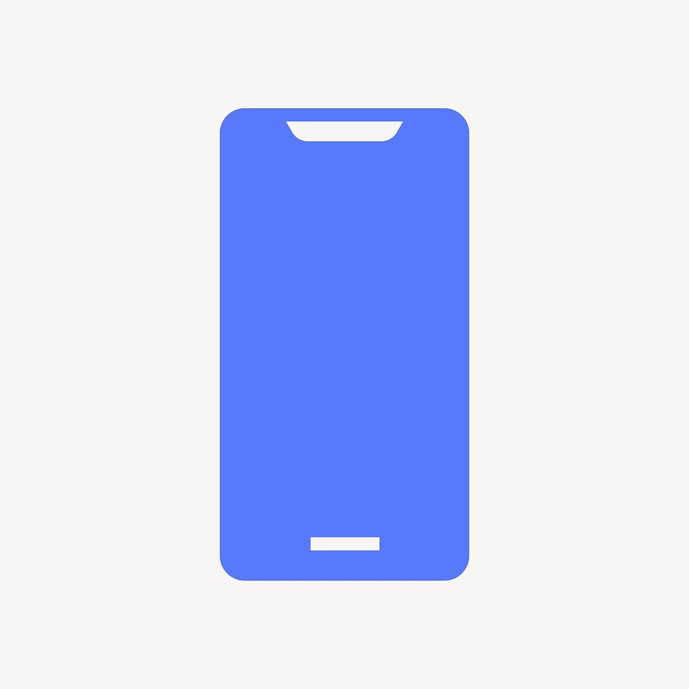 Mobile phone icon, blue flat design vector