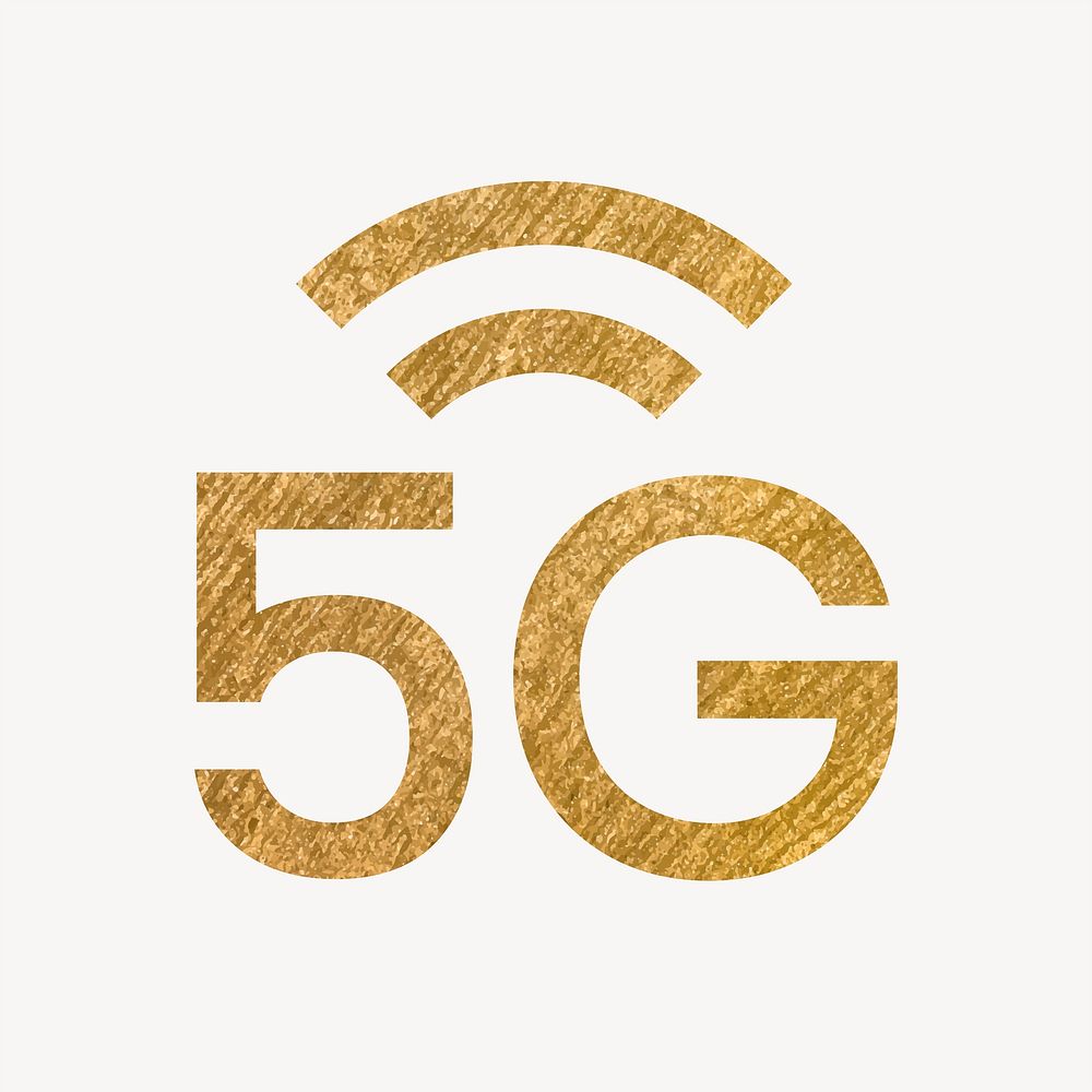 5G network gold icon, glittery design vector