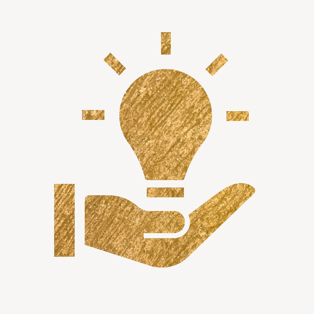 Light bulb hand gold icon, glittery design vector