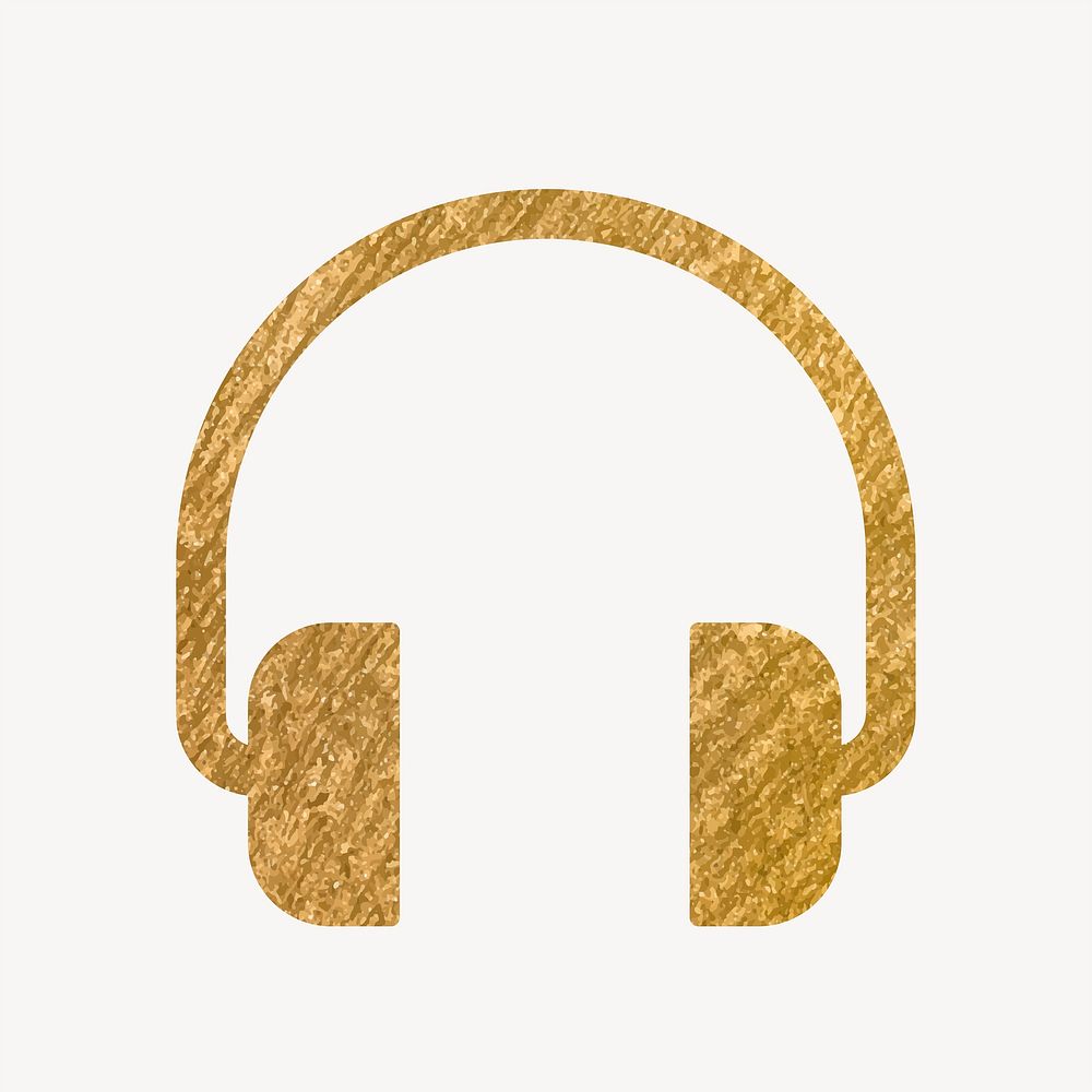 Headphones, music gold icon, glittery design vector