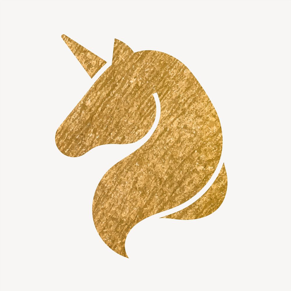Unicorn gold icon, glittery design vector