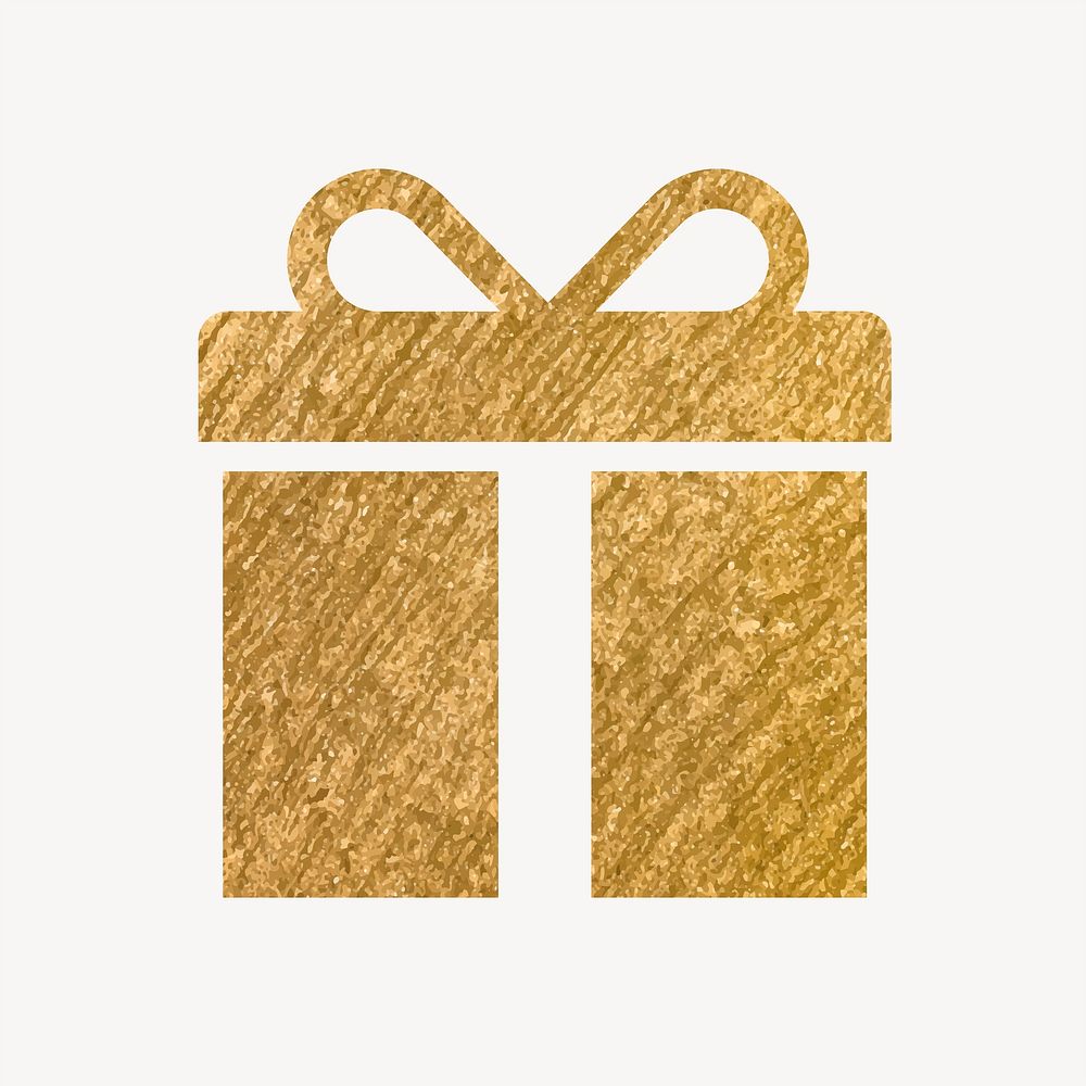 Gift box, reward gold icon, glittery design vector