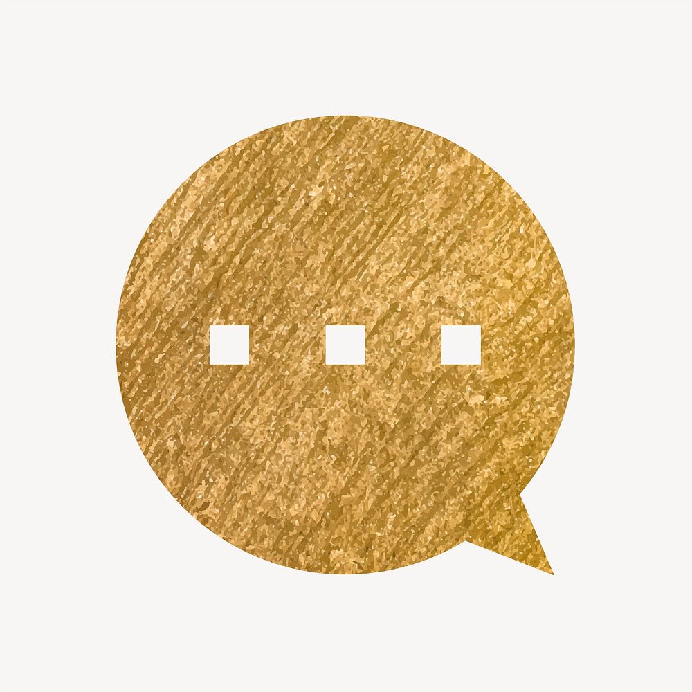 Speech bubble gold icon, glittery design vector