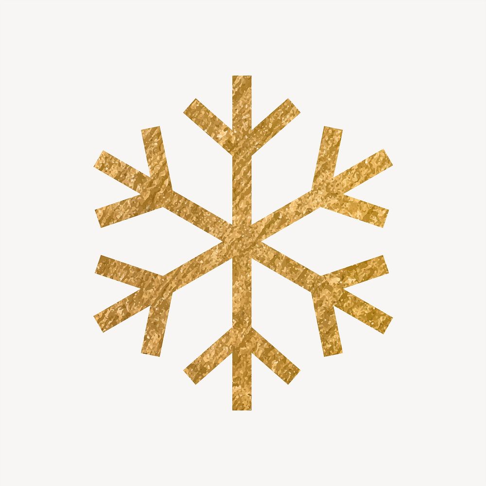 Snowflake gold icon, glittery design vector
