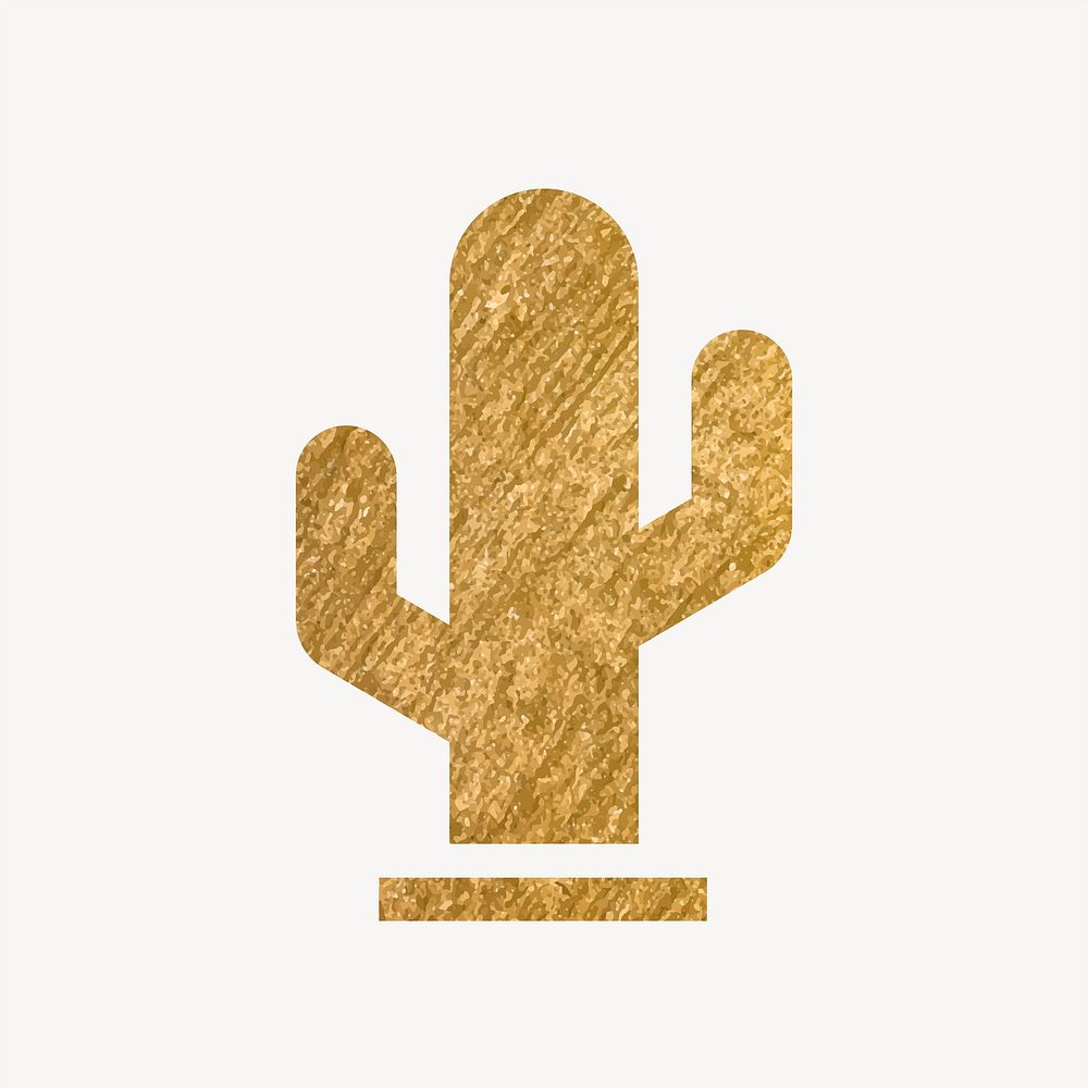 Cactus gold icon, glittery design vector