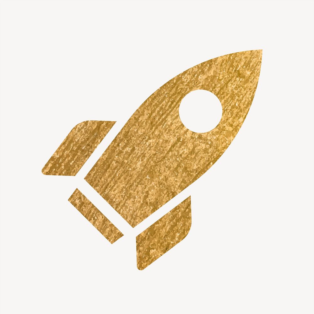 Rocket gold icon, glittery design vector