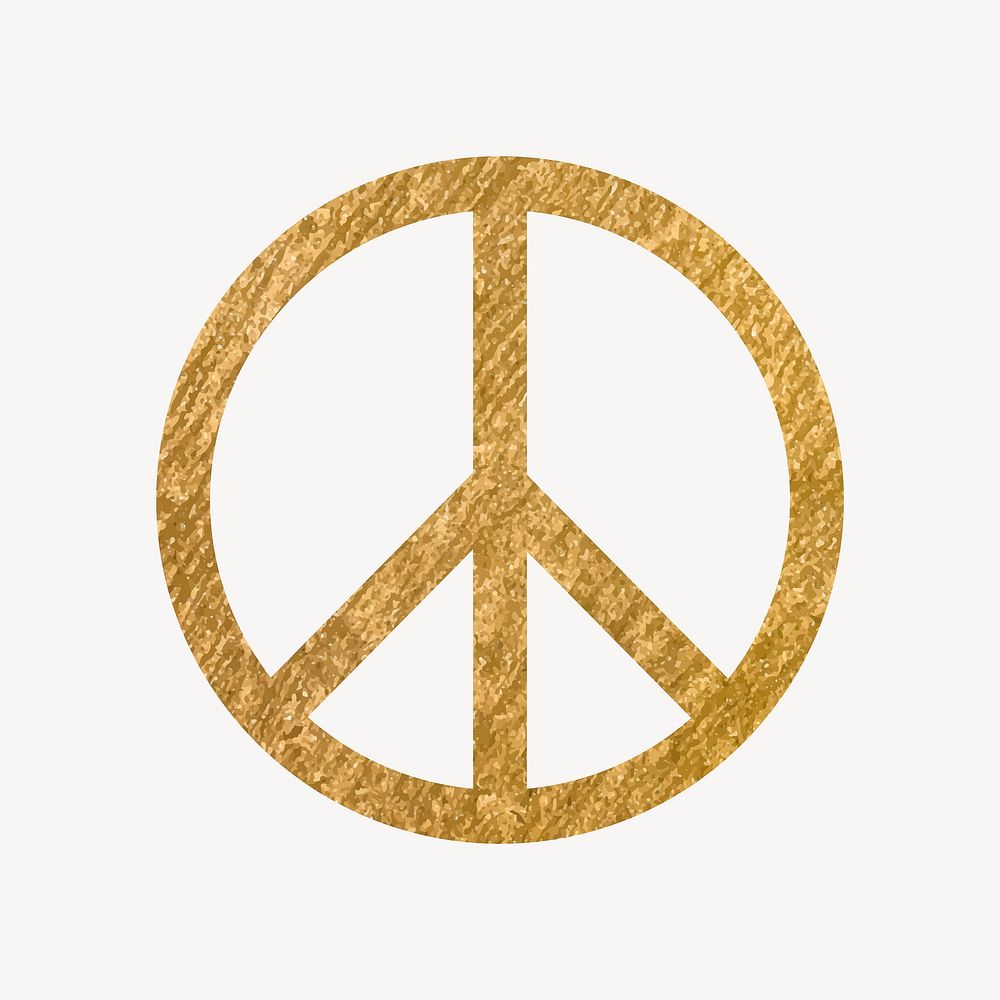 Peace symbol gold icon, glittery design vector