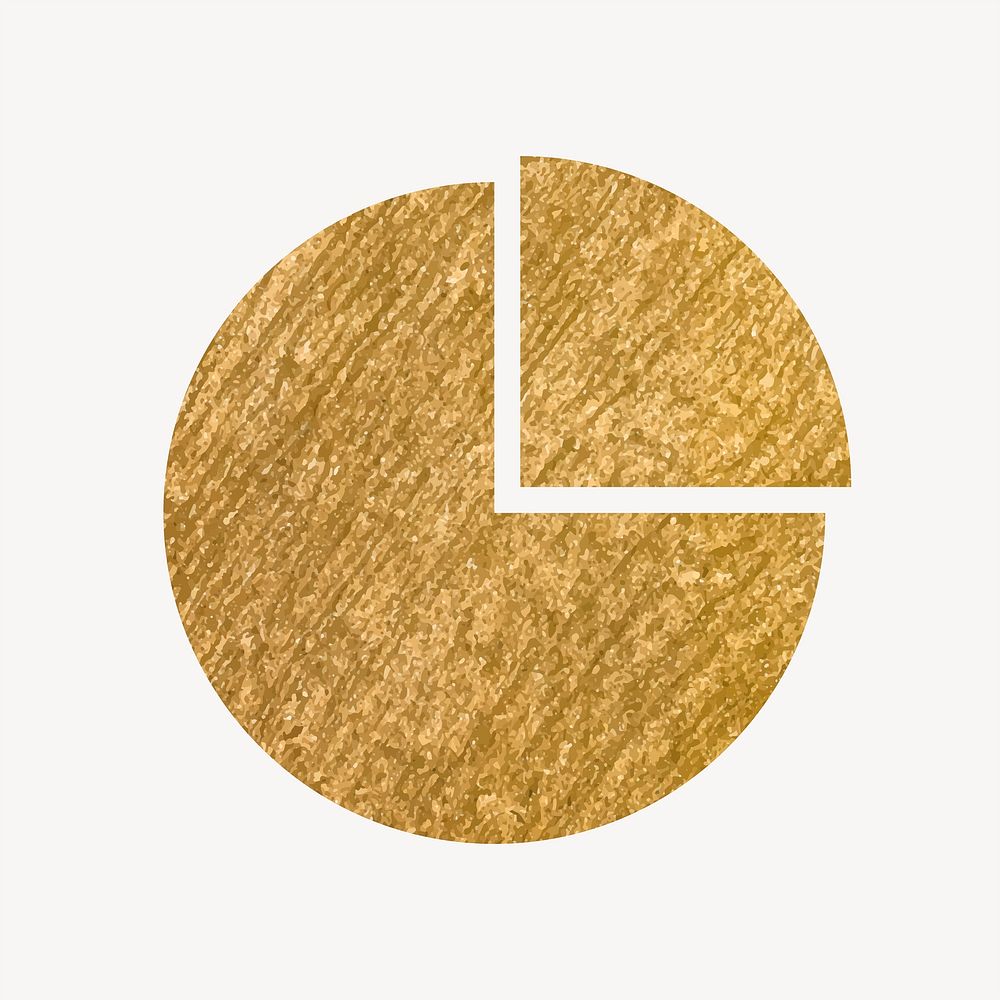 Pie chart gold icon, glittery design vector