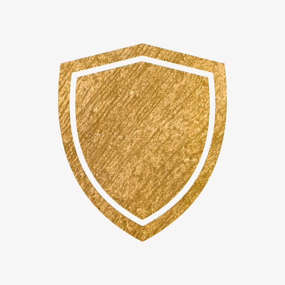 Shield, protection gold icon, glittery design vector
