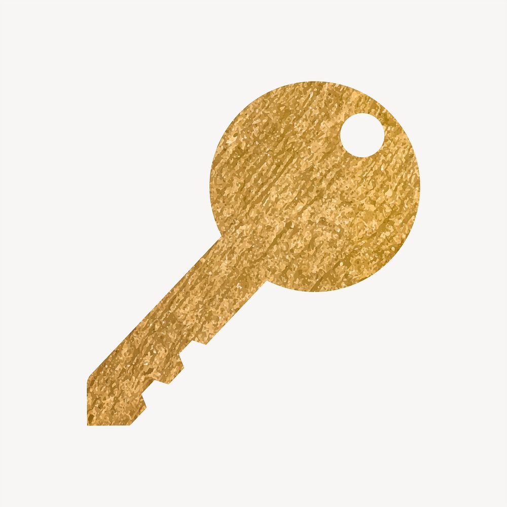 Key, safety gold icon, glittery design vector