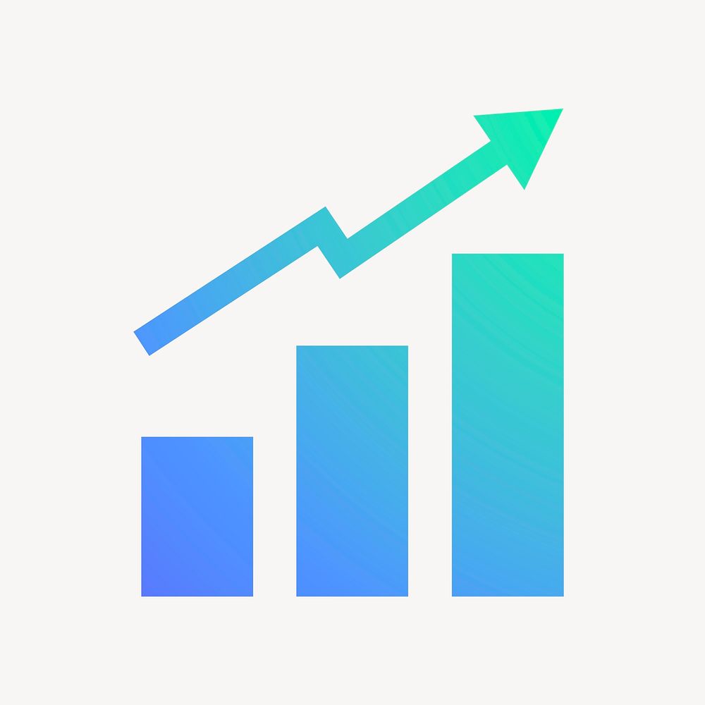 Growing bar charts icon, gradient design  psd