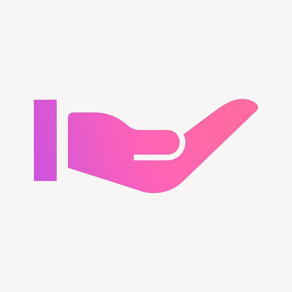 Cupping hand icon, gradient design  psd