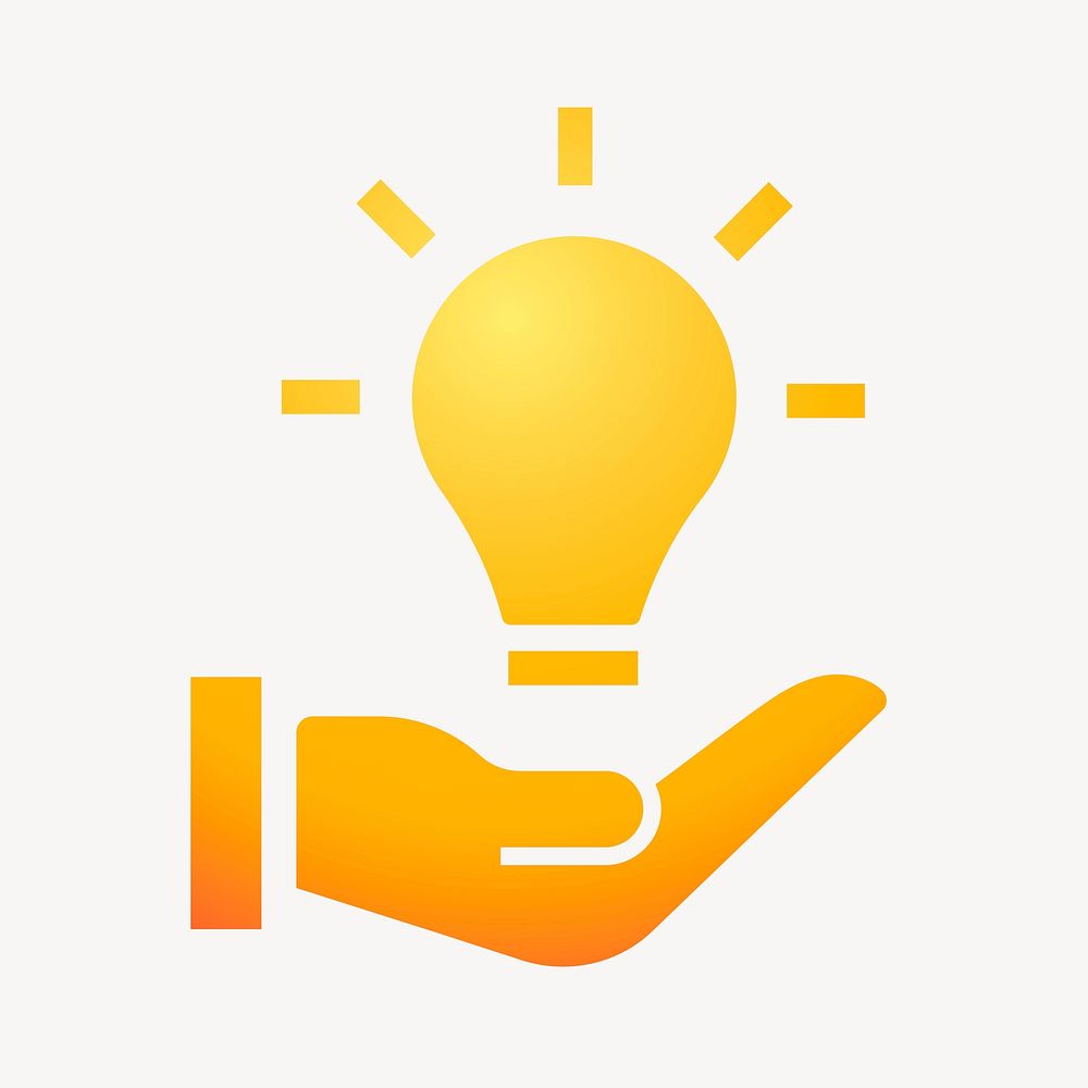 Light bulb hand icon, gradient design vector