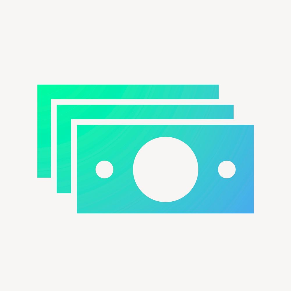 Dollar bills icon, gradient design vector