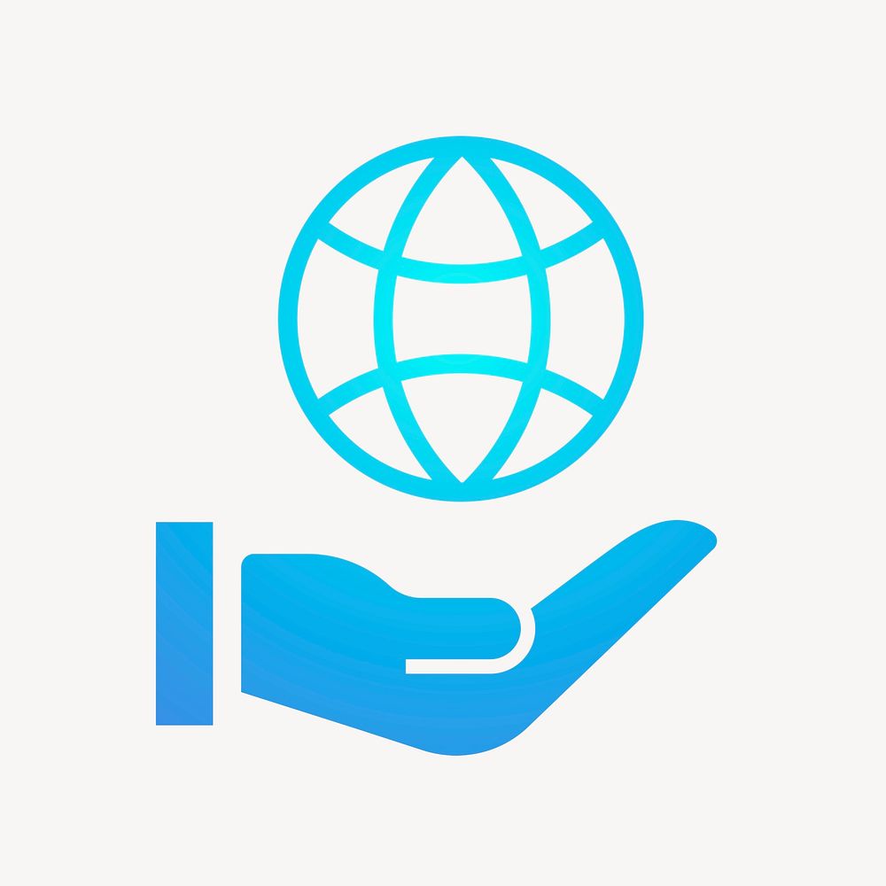 Hand presenting globe icon, gradient design  psd