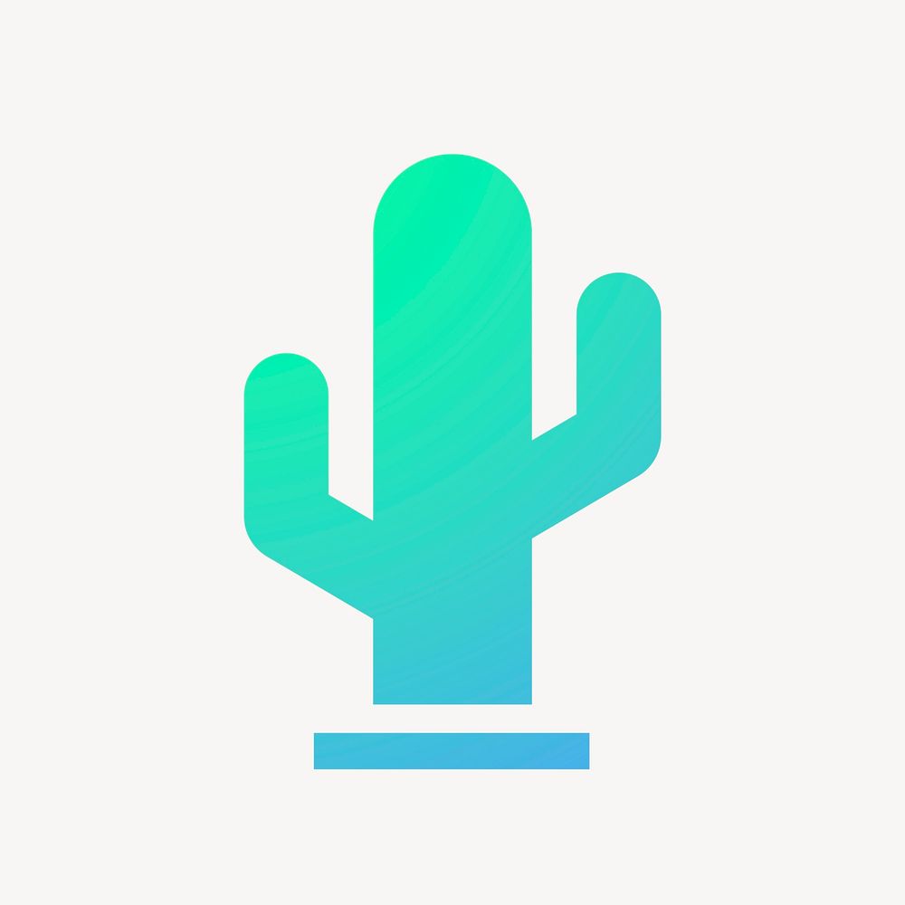 Cactus icon, gradient design vector