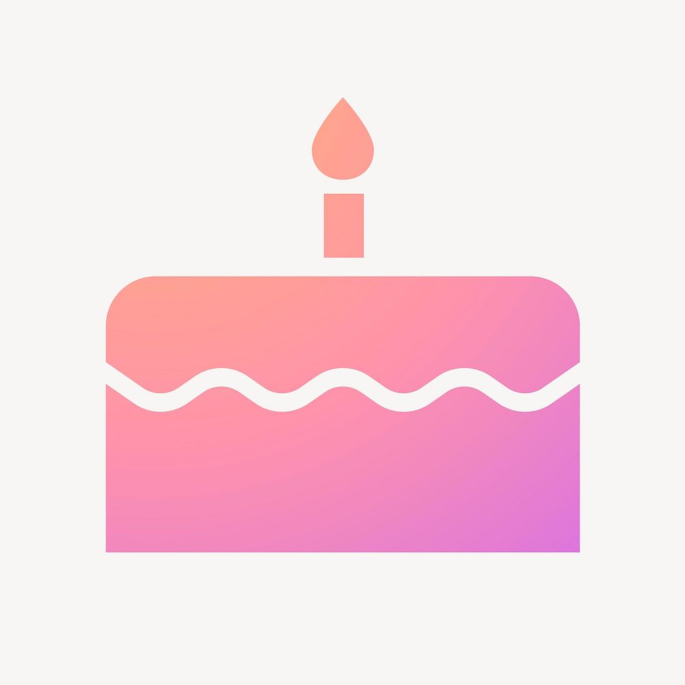 Birthday cake icon, gradient design vector