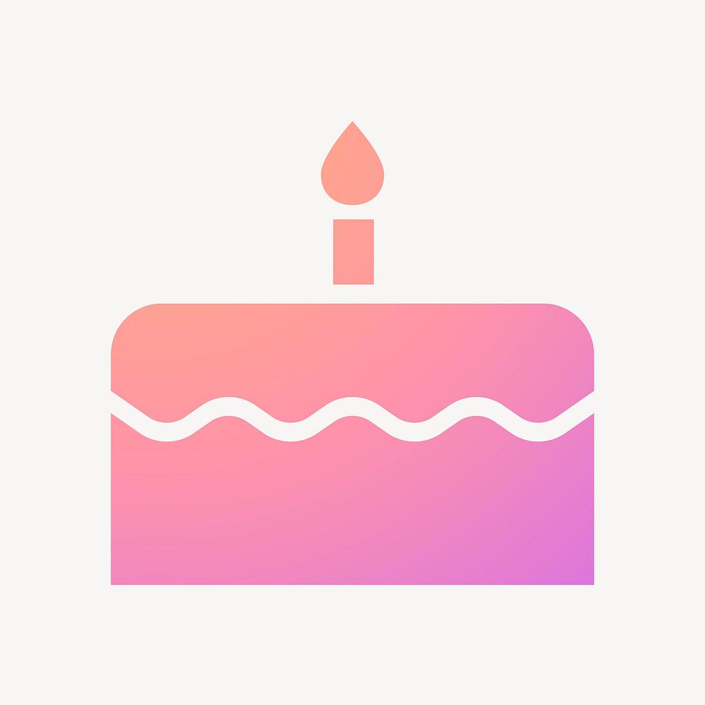 Birthday cake icon, gradient design  psd