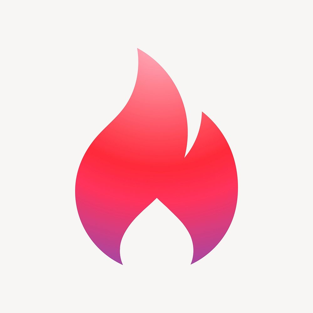 Flame icon, gradient design vector
