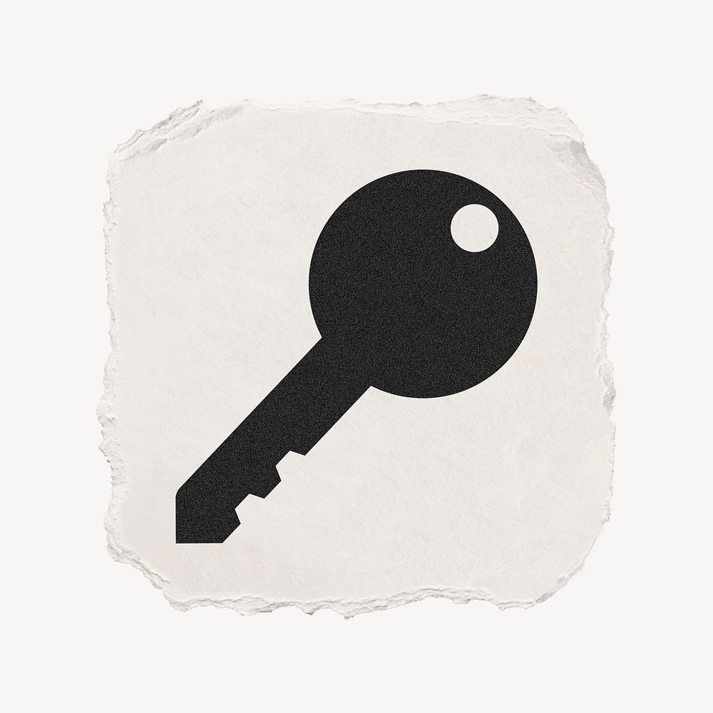 Key, safety icon, ripped paper design  psd