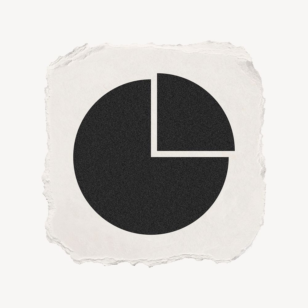 Pie chart icon, ripped paper design  psd