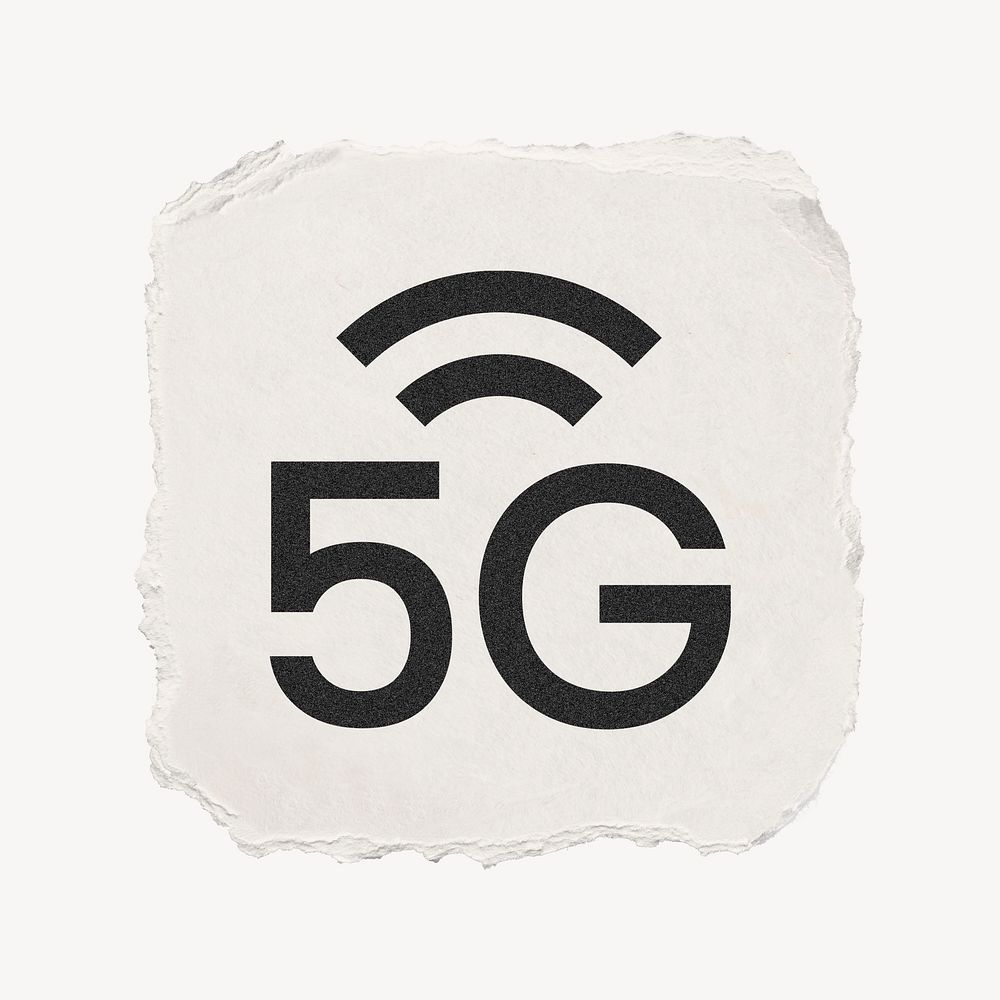5G network icon, ripped paper design  psd