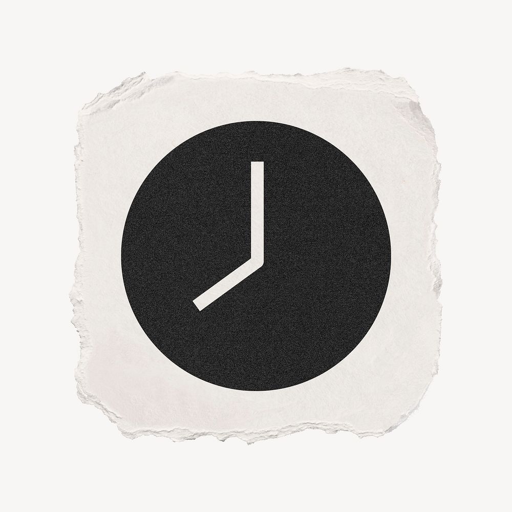Clock icon, ripped paper design