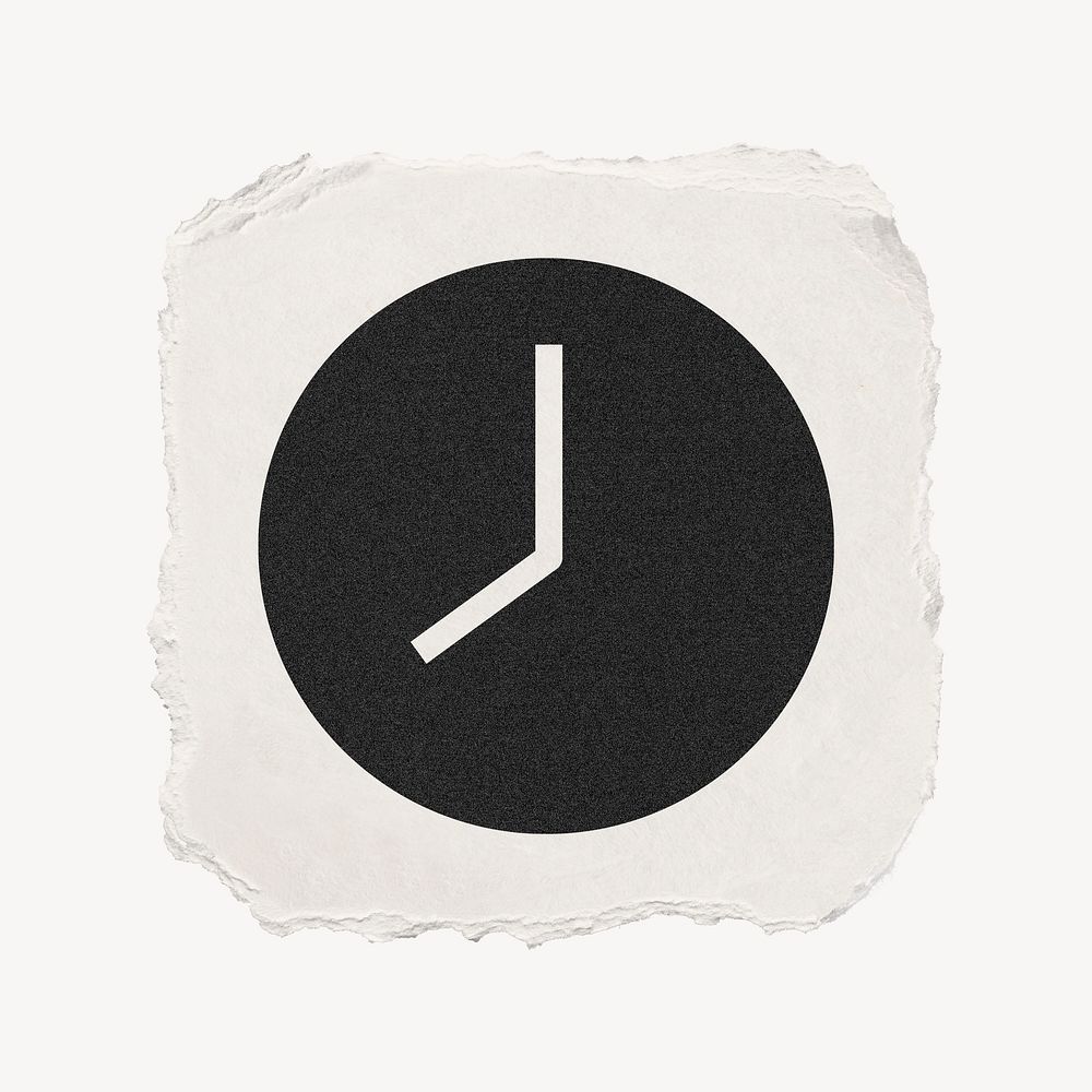 Clock icon, ripped paper design  psd