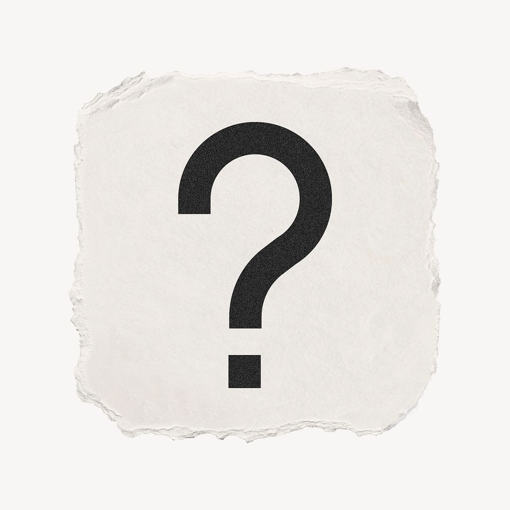 Question mark icon, ripped paper design  psd