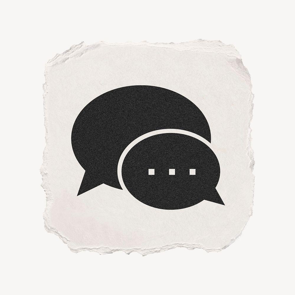 Speech bubble icon, ripped paper design