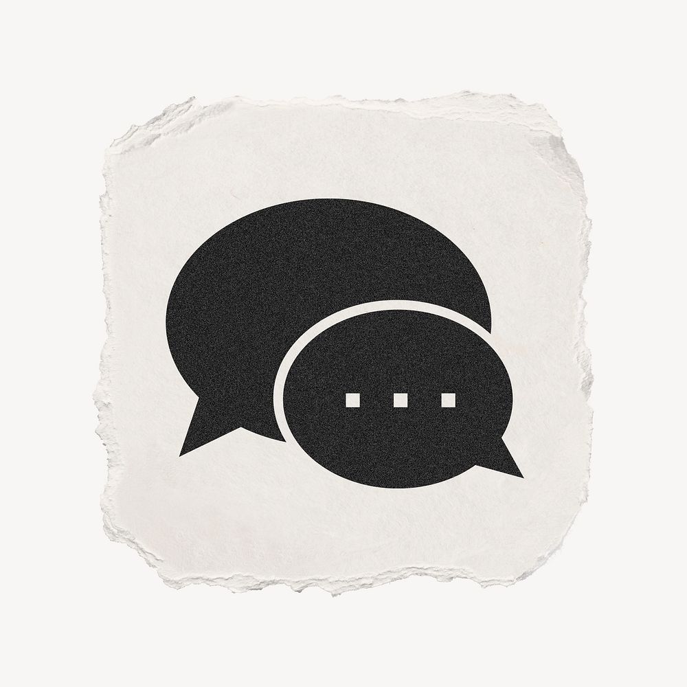 Speech bubble icon, ripped paper design  psd