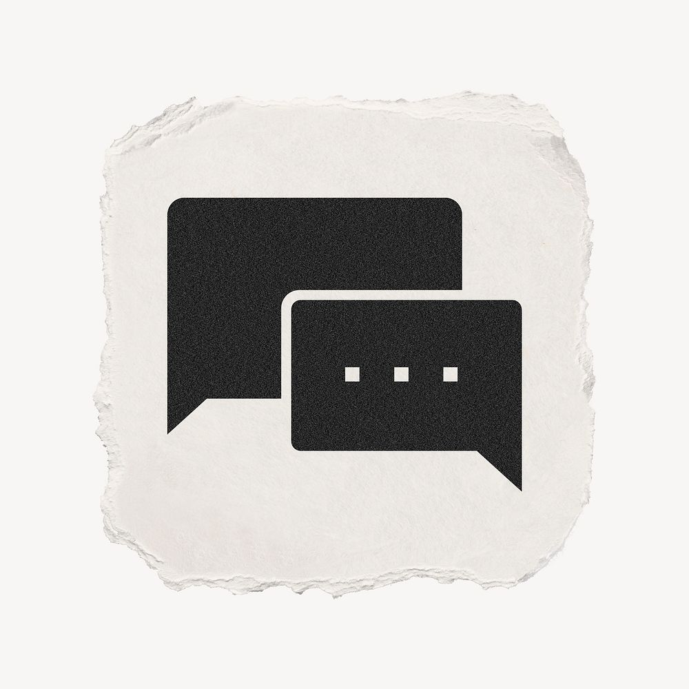 Speech bubble icon, ripped paper design  psd