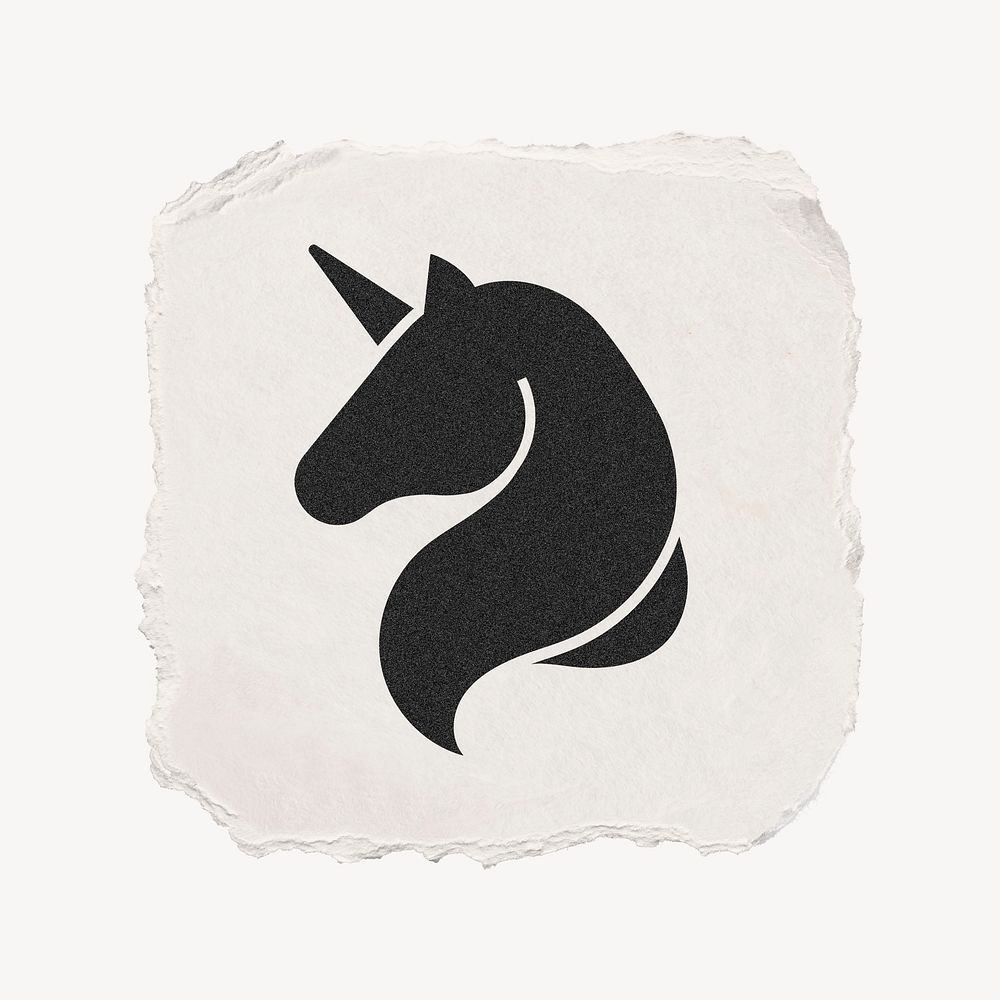 Unicorn icon, ripped paper design