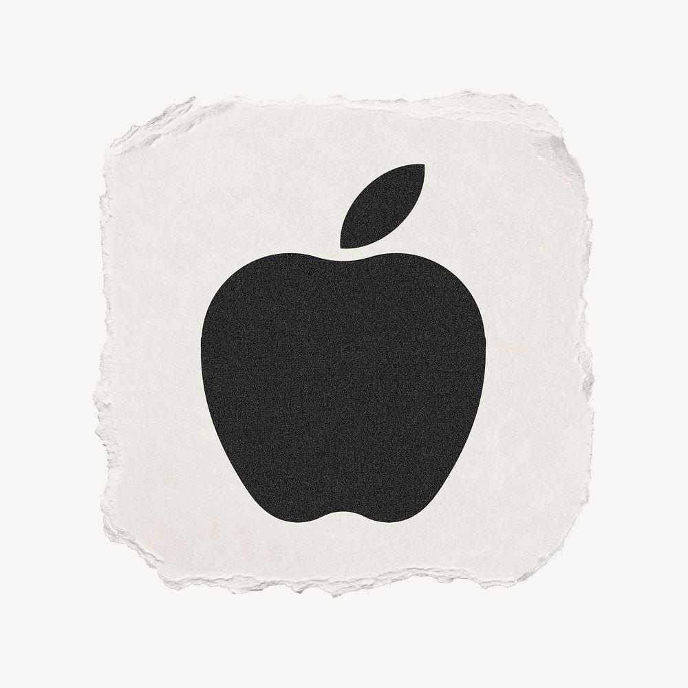 Apple icon, ripped paper design  psd