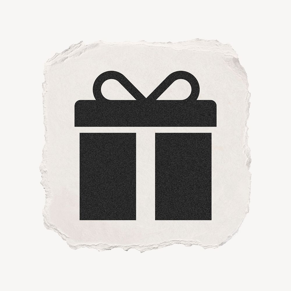 Gift box, reward icon, ripped paper design