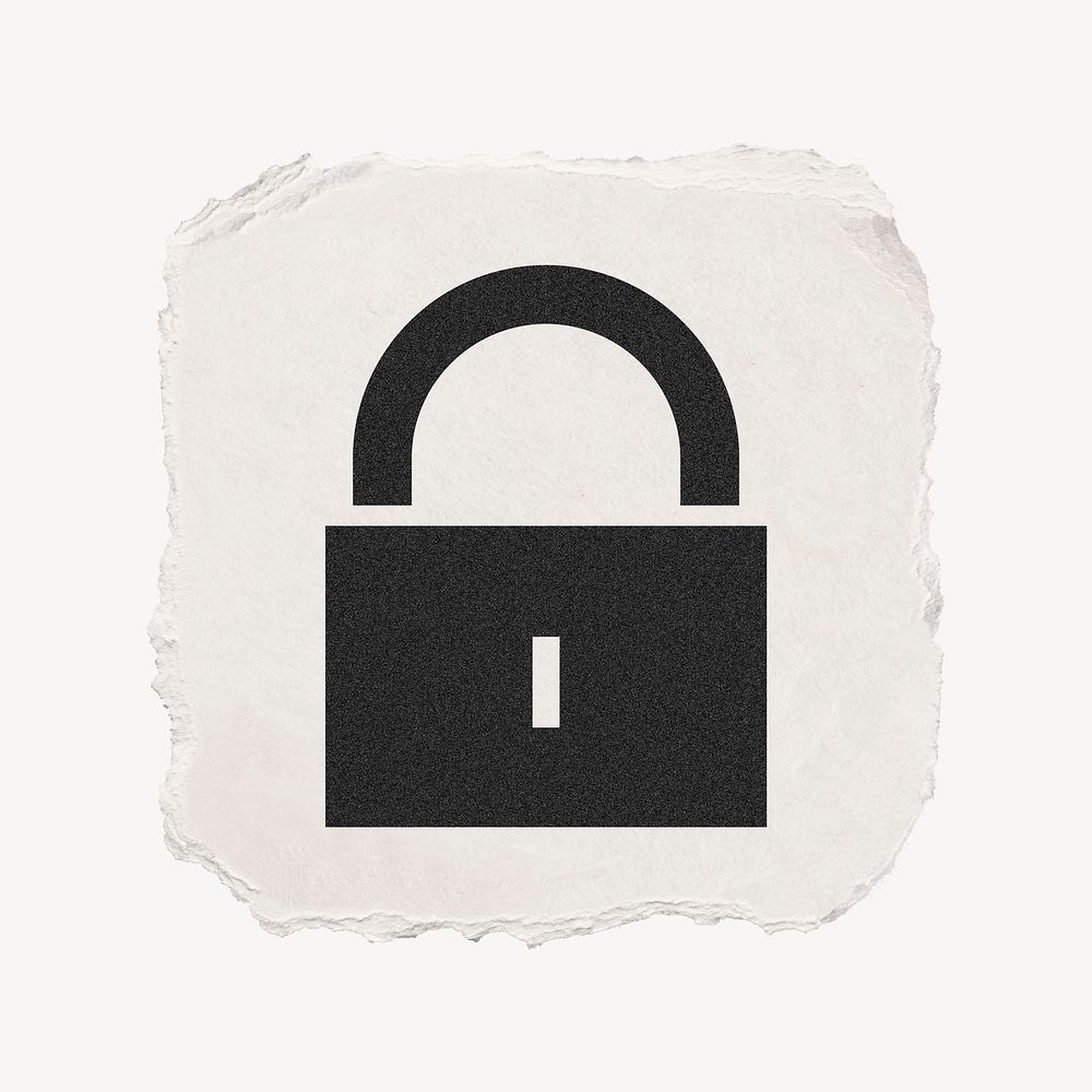 Lock, privacy icon, ripped paper design